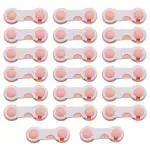 SYGA Baby Safety Locks Uses Dual Adhesive Tape Child Proof Cabinets Drawers Appliances Toilet Seat Fridge (20 Pcs, Pink)