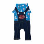 Lulala Pet Dog Cat Dress Clothes Safari Print Pajamas Denim Outfits Jumpsuits for Pets(XL,Blue)