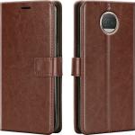 Slugabed Flip Cover Back Case for Motorola Moto G5s Plus | Leather Finish | Inbuilt Stand & Pockets | Wallet Style Flip Back Case Cover for Motorola Moto G5s Plus (Brown)