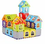Grest DIY 50+ Pcs Colorful Plastic Happy Home House Educational Building Blocks Toy Set for Kids
