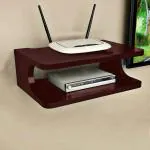 Papper Humra Set top Box Stand | WiFi Router Holder Wooden Wall Shelves | Setup Box Stand for Home | Wall Mount Stylish WiFi Router Holder TV Cabinet Living Room Furniture (Color-Brown)