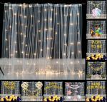 Toyxe White Net Curtain, Led Strip Light, Hanging Clips