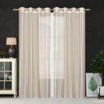 Homefab India 2 Piece Polyester Sheer Window Curtains - 5 feet, Cream