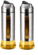 P-Plus International Auto Flip Stainless Steel Silicone Olive Oil Dispenser Bottle 500ml Pack of 2