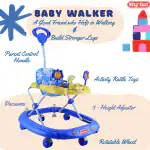 Walker for Baby with Activity Rattle Toys - Highly Balancing having Parent Control Handle / Rod, Break Feature, Adjustable Height feature , Safe & Comfortable Seat and Rotatable Wheel
