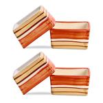 Caffeine Beige, Orange Ceramic Dip And Sauce (Set Of 4)