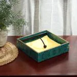 DULI Handmade Decorative Green and Yellow Teal Drops Engineered Wood Paper Napkin Holders - 19 x 19 cm