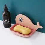 JUBLYN Plastic Self Draining Fish Shape Wall Mounted Soap Bar Dish Holder
