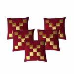 Decor India Geometric Box Rexin Velvet Cushion Covers (Maroon, 40x40 cm, 16x16), Set of 5