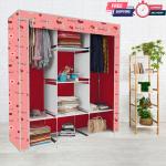 Xivil 3 door red Printed collapsible wardrobe