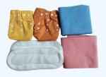 Maalove Combo of Extra Absorbent Waterproof Baby Dry Sheet Small 50x70cm Pink Blue 2 units and Adjustable Reusable Cotton Cloth Diapers Yellow Orange with White Pads Pack of 2