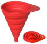Zms Marketing Red Silicone Foldable Collapsible Funnel For Liquid Transfer As Oil Water Essential Oil