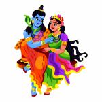 DECOR VILLA Multicolour Religious Shiva Parvati Wall Sticker & Decal(PVC Vinyl,Size-58 CM X CM 45 CM)