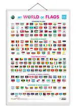 GO WOO My World of Flags Educational Poster for Preschool Kids Classroom Study | Chart for Kids
