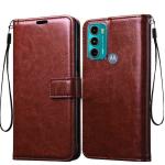 Frazil Vintage Leather Finish Flip Cover for Motorola G40 Fusion/Moto G60 | Inside Pockets & Inbuilt Stand | Wallet Style Back Case | Magnet Closure (Brown)