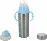 Chinmay Kids Multifunctional Baby Steel Feeding Bottle Cum Sipper Cum Straw (Blue, 180 ml)