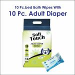 BEA DIVA Soft touch Adult or Old Age Diaper Pants WIth Combo Pack of Soft Touch Bed Bath Towels Wet Wipes M