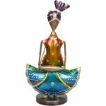 Rankawat Art And Crafts- Handicrafy Metal Muscian Playing Dholak Multicolour-18X8X30CM
