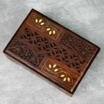 Naayaab Craft Handmade Wooden Jewellery Box for Women | Wood Jewel Organizer Storage Box | Gift Box for Women Necklace Earring Set Bangles Churi Holder (L-15.5 x B-10 x H- 6)