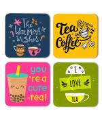 Whats Your Kick Tea Lover The War Mest Wishes Printed Set of 4 Coaster With Beautiful Metal Stand