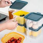 DHYANI Multipurpose Fridge storage containers & jar Set Plastic Refrigerator Box with Handles and Airtight Lid Unbreakable kitchen storage Vegetable, Food, Fruits Basket (Pack of 4)