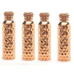 Imago Diamond Hammered Brown Copper Water Bottle 1L Pack of 4