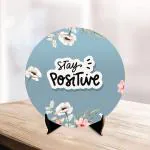 Artvibes Wooden Stay Positive Showpieces Art With Inspirational Quotes For Table Decoration |Office Desk | Home Decor | Living Room | Modern Art Decorative Gifting Item (SP_1213)