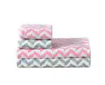 House Beauty Luxury Microfiber Ultra Soft 4 pcs Towel Set, 2 Bath Towel(70 cm x 140 cm), 2 Hand Towel(40 cm x 60 cm) Zig-Zag- Baby Pink and Grey