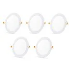 D'Mak LED Round False Ceiling Conceal Panel Light for POP Warm White (18 Wattt, 5)