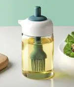 Kamini Enterprise Oil Dispenser Bottle,Oil Dispenser with Silicone Oil Brush, Wide Opening Oil Bottle, 230ml Oil Container for Cooking, Baking, BBQ, Marinating (Multi Colour, 1 Piece)