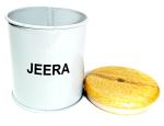 Spice Jars with Wood Airtight Lids and Labels,Small Food Storage Containers for Home Kitchen-Jeera | Dia- 8 cm