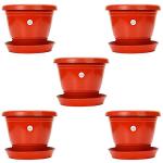 Kriti Kalash Red Kriti Kalash Plastic Gamla Planter Pot 8 inch (Pack of 5)