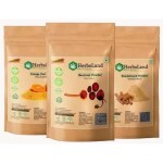 HerbsLand 100% Natural Beetroot (SuperFood) (Beta Vulgaris), Orange Peel FacePack and Sandalwood (Chandan) Powder For Face & Skin Care (100gm Each)