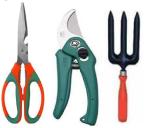 Green India 3 pcs Gardening Tools Combo of Scissor, Hand Fork and Garden Scissors 