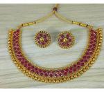Gyaan Jewels Handmade Gold Plated Alloy Earring and Necklace Set Purple Free Size