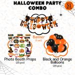 Zyozique Halloween Party Decorations Items - Banner, Photo Booth Props And Balloons (Pack Of 51)