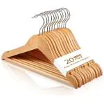 ROCKFIELD CozyMood Childrens Wooden Hangers Kids Hangers, 20 Pack Baby Hangers Nursery Wood Hangers, 360 Swivel Hook Non Slip Coat Hanger for for Coats, Suits, Pants and Jackets (Natural)
