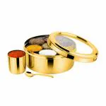 Prabha Stainless Steel Jumbo Spice Box See Through PVD Gold, Large Spice/masala Container Glasses, Unbreakable, Decorated Designed, Hard & Long Durable Life, Best for Home & Kitchen, 1 Year Warranty