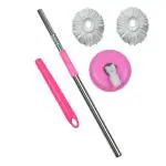 Winberg RODSET1 Pink Rotating Mop Rod Stick With 2 Refill (Pack of 3)