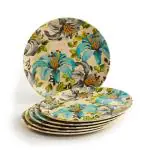 Red Butler Bamboo Fibre Quarter Snack Plates - a Set of 6 Pieces | 8-inch Plates Featuring a Leaf & Flower Design | Made of Natural Bamboo and Corn Powder, eco-Friendly, Unbreakable, Dishwasher Safe