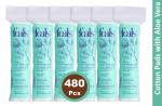 FEALS Aloe Vera Cotton Pads for Face Makeup Removal (480 Soft Round Pads) -80 Count x Pack of 6