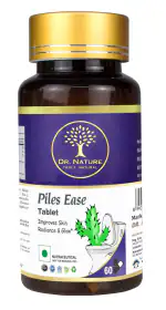 Dr. Nature Piles Ease Tablet 500 mg | Extract Guggal, Daru Haldi, Amla | Relief Bavasir, Fissure, Constipation, Pain & Swelling | Improve Digestion for Unisex Adult (60 Tabs)