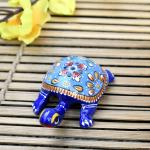 Vintage Gulley Agarbatti Stand Metal Meenakari Tortoise for Pooja (Blue)