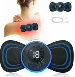 Sharuja Body Massager Machine for Pain Relief Wireless Vibrating Massager 8 Mode & 19 Strength Level EMS Massager Mini Massager Butterfly Massager for Shoulder Legs Massage Neck Massager Back Massager