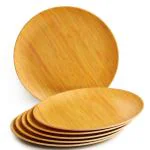 Red Butler Bamboo Fibre Dinner Plates - a Set of 6 Pieces | 11-inch Plates Featuring a Wooden Design | Made of Natural Bamboo and Corn Powder, eco-Friendly,Unbreakable, Dishwasher Safe