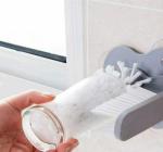 KT ENTERPRISE Glass Washer Bristle Brush Glass Cup Brush Cleaner with Suction Cups Standing Glass Bottle Cup Cleaner for Bar Kitchen Sink Washing
