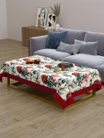 The Home Story 100% Cotton Centre Table Cover; 40x60 Inches; Floral Printed With Rust Border
