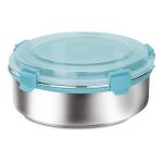 Nayasa Round Aqua Lock Stainless Steel Container 2100 ML Blue Color