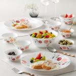 Larah by Borosil Galaxy Dahlia Opalware Dinner Set Set, Opal Glass Dinner Plates & Bowls, Crockery Set for Dining, 17 pcs