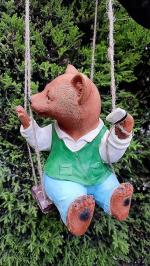 THE MLS Bear on Swing Hanging Decoration for Your Home Showpiece, Garden, Terrace and Balcony Bear Hanging Plant Pots Decor